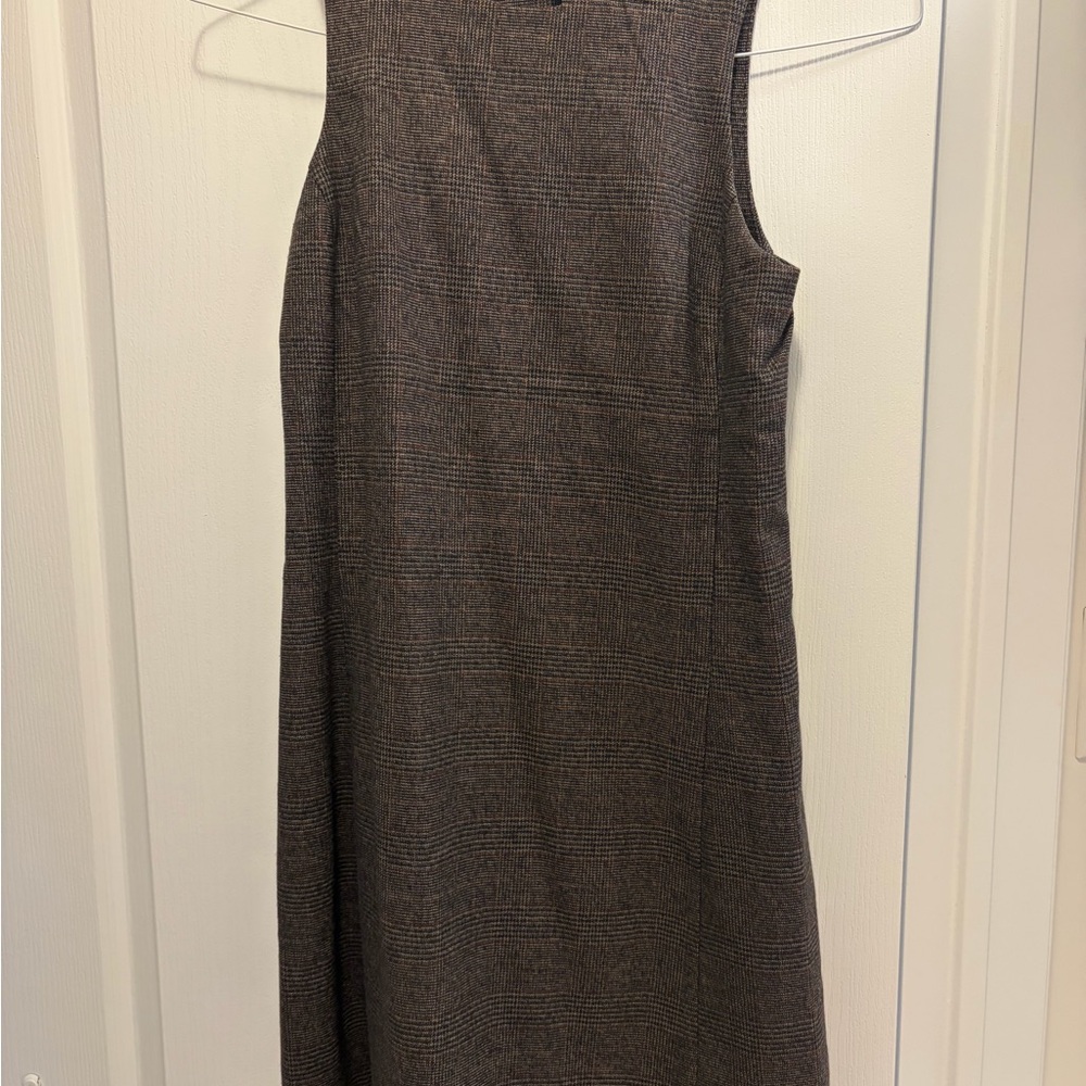 Sleeveless Plaid Shift Dress in Brown (Banana republic, 0)